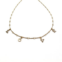 Load image into Gallery viewer, dainty gold love letters &amp; bar chain necklace