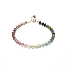 Load image into Gallery viewer, ombre tourmaline &amp; gold beads bracelet