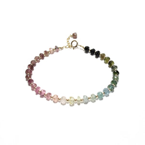 ombre tourmaline & gold beads bracelet