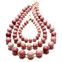 Load image into Gallery viewer, chunky rhodonite bubblegum &amp; gold beads necklace