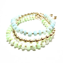 Load image into Gallery viewer, pale blue opal &amp; gold beads bracelet