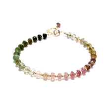 Load image into Gallery viewer, ombre tourmaline &amp; gold beads bracelet