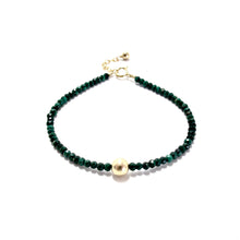 Load image into Gallery viewer, malachite &amp; gold bead bracelet