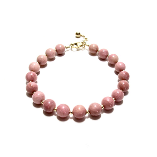 rhodonite bubblegum & gold beads bracelet