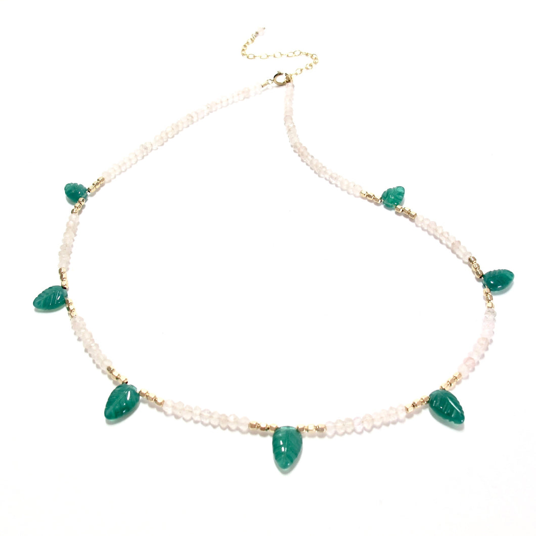 green onyx leaves necklace