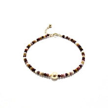 Load image into Gallery viewer, tiny mookaite &amp; gold bead bracelet