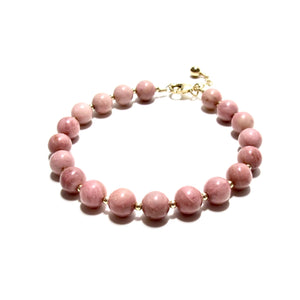 rhodonite bubblegum & gold beads bracelet