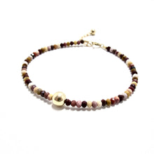 Load image into Gallery viewer, tiny mookaite &amp; gold bead bracelet