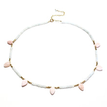 Load image into Gallery viewer, pink opal leaves necklace