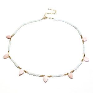 pink opal leaves necklace