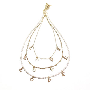 dainty gold love letters & fine chain necklace