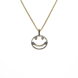 pave diamond smiley necklace