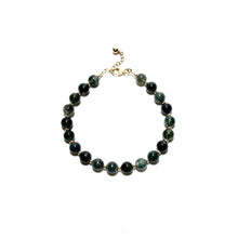 Load image into Gallery viewer, moss agate bubblegum &amp; gold beads bracelet
