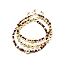 Load image into Gallery viewer, tiny mookaite &amp; gold bead bracelet