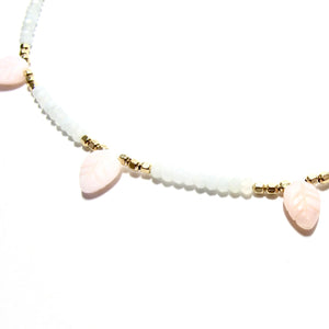 pink opal leaves necklace