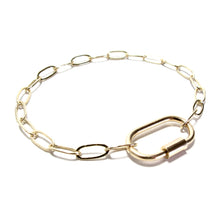 Load image into Gallery viewer, gold carabiner paperclip bracelet