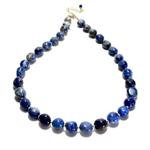 lapis lazuli pebble beads necklace