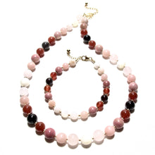 Load image into Gallery viewer, sunset bubblegum &amp; gold beads necklace