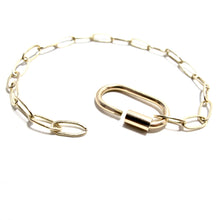 Load image into Gallery viewer, gold carabiner paperclip bracelet