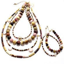 Load image into Gallery viewer, tiny mookaite &amp; gold bead necklace