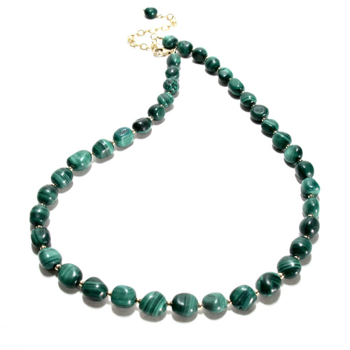 malachite pebble beads necklace