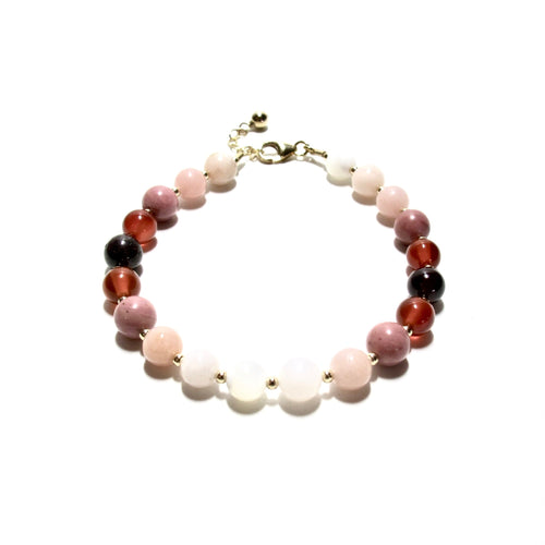sunset bubblegum & gold beads bracelet