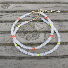 Load image into Gallery viewer, moonstone &amp; neon orange bracelet