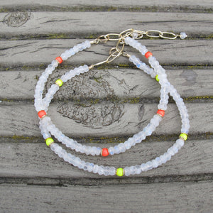 moonstone & neon orange bracelet