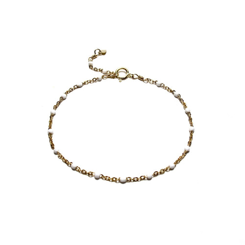 white enamel satellite chain bracelet