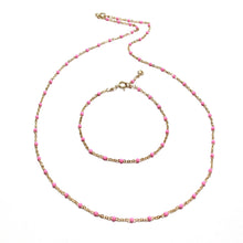 Load image into Gallery viewer, hot pink enamel satellite chain bracelet