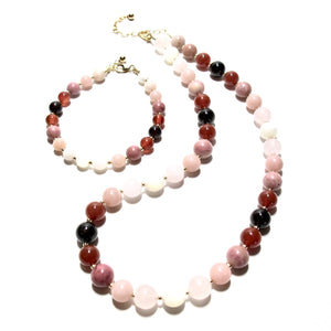 sunset bubblegum & gold beads bracelet