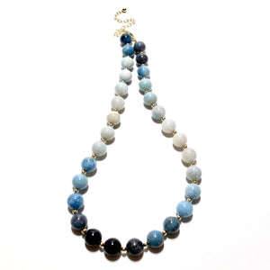 ombre trolleite bubblegum & gold beads necklace (2 sizes)