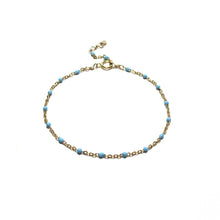 Load image into Gallery viewer, turquoise enamel satellite chain bracelet