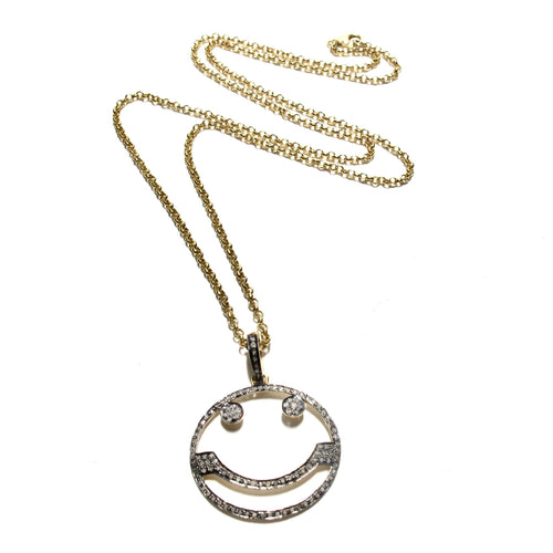 pave diamond smiley necklace