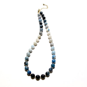 ombre trolleite bubblegum & gold beads necklace (2 sizes)