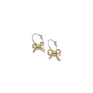 gold bow small hoops