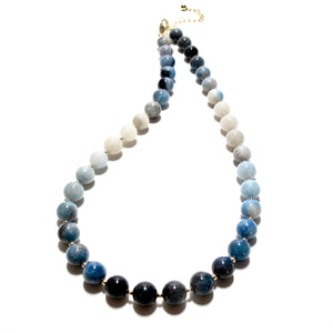 ombre trolleite bubblegum & gold beads necklace (2 sizes)