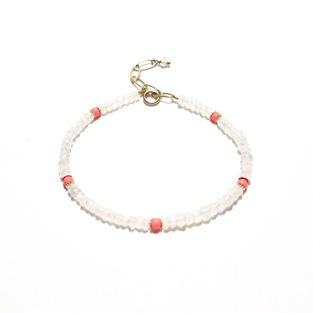 moonstone & neon orange bracelet