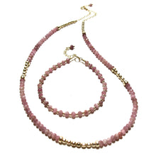 Load image into Gallery viewer, pink tourmaline &amp; gold beads bracelet