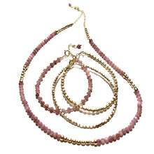 Load image into Gallery viewer, pink tourmaline &amp; gold beads necklace