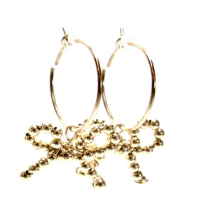 gold bow small hoops