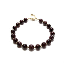 Load image into Gallery viewer, garnet bubblegum &amp; gold beads bracelet