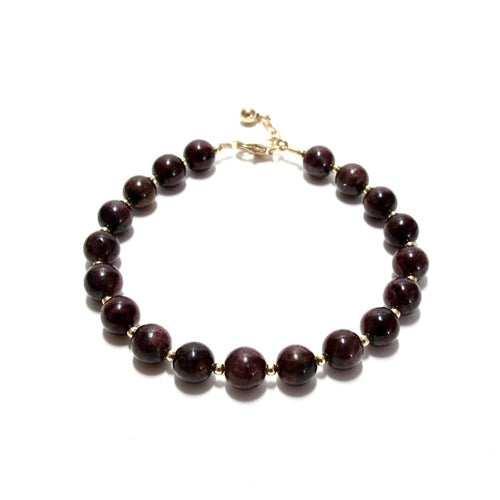 garnet bubblegum & gold beads bracelet