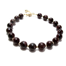 Load image into Gallery viewer, garnet bubblegum &amp; gold beads bracelet