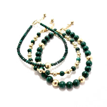 Load image into Gallery viewer, malachite &amp; gold bead bracelet