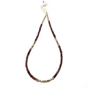 garnet & gold beads gemstone necklace