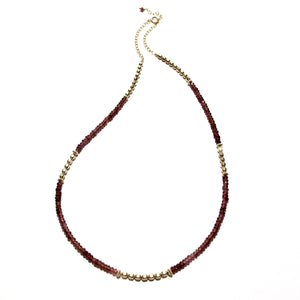 garnet & gold beads gemstone necklace