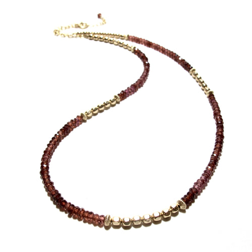 garnet & gold beads gemstone necklace