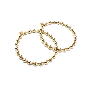 large gold bead and tube hoops