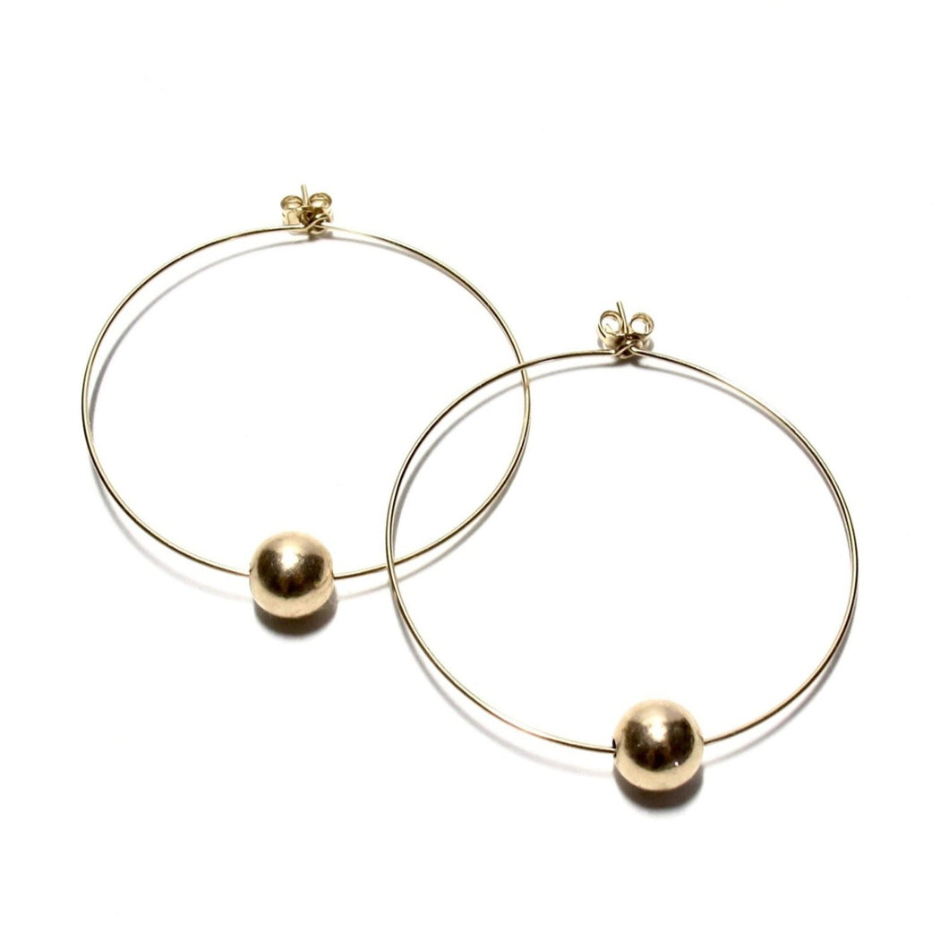 large single gold bead hoops